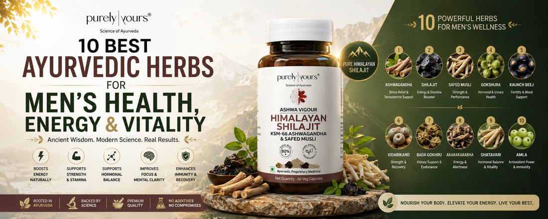 10 Best Ayurvedic Herbs for Men’s Health, Energy & Vitality | Purely Your Ayurveda