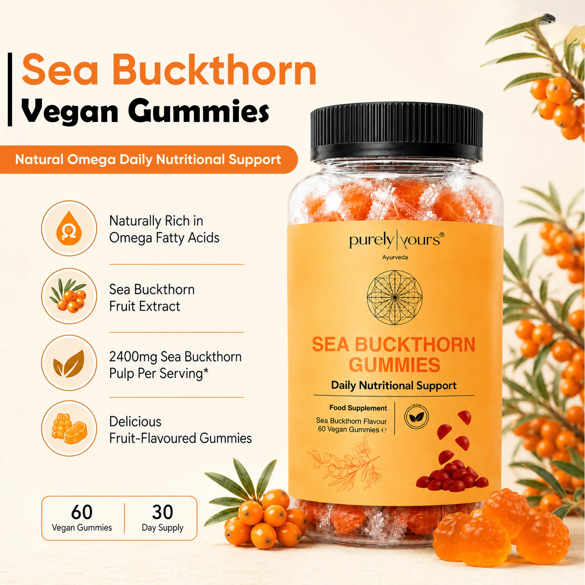 Sea Buckthorn Gummies – Daily Skin, Immune & Wellness Support