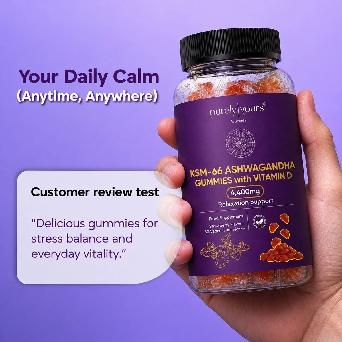 KSM-66 Ashwagandha Gummies + Vitamin D – Stress Support, Balance & Wellness