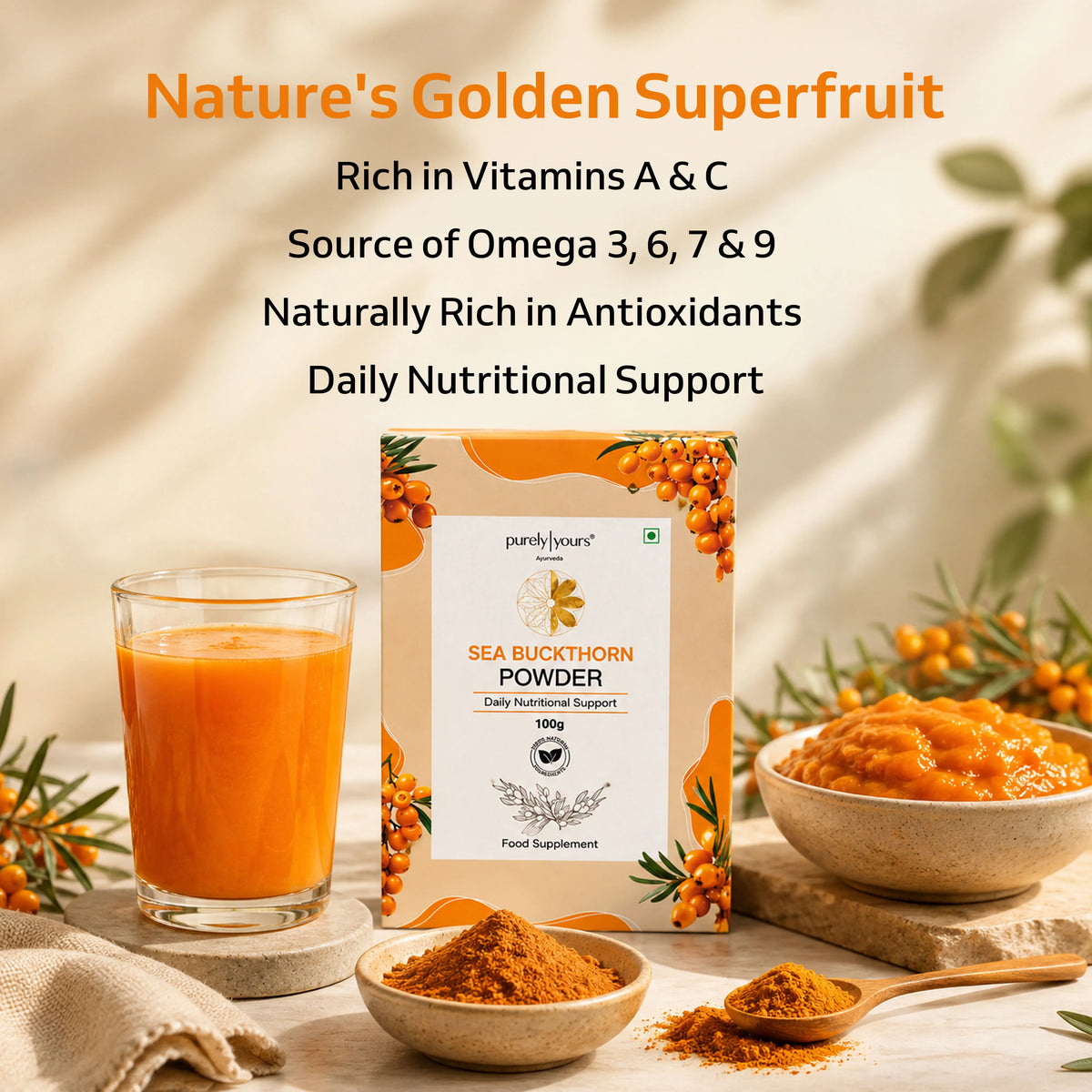 Sea Buckthorn Powder – Pure Superfruit Nutrition for Everyday Wellness