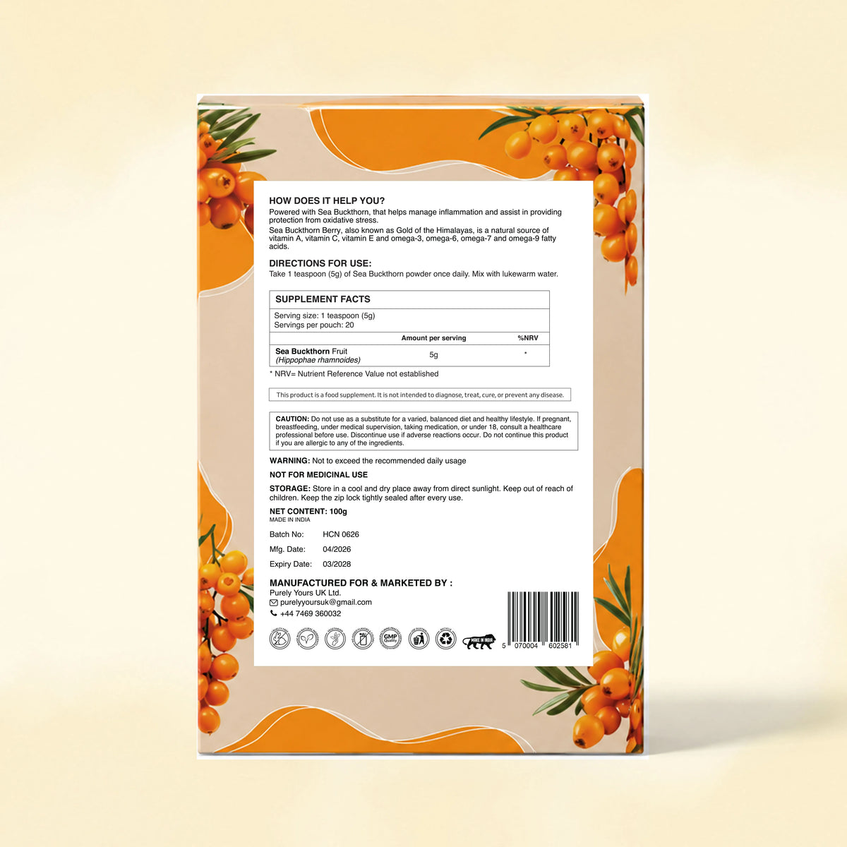Sea Buckthorn Powder – Pure Superfruit Nutrition for Everyday Wellness